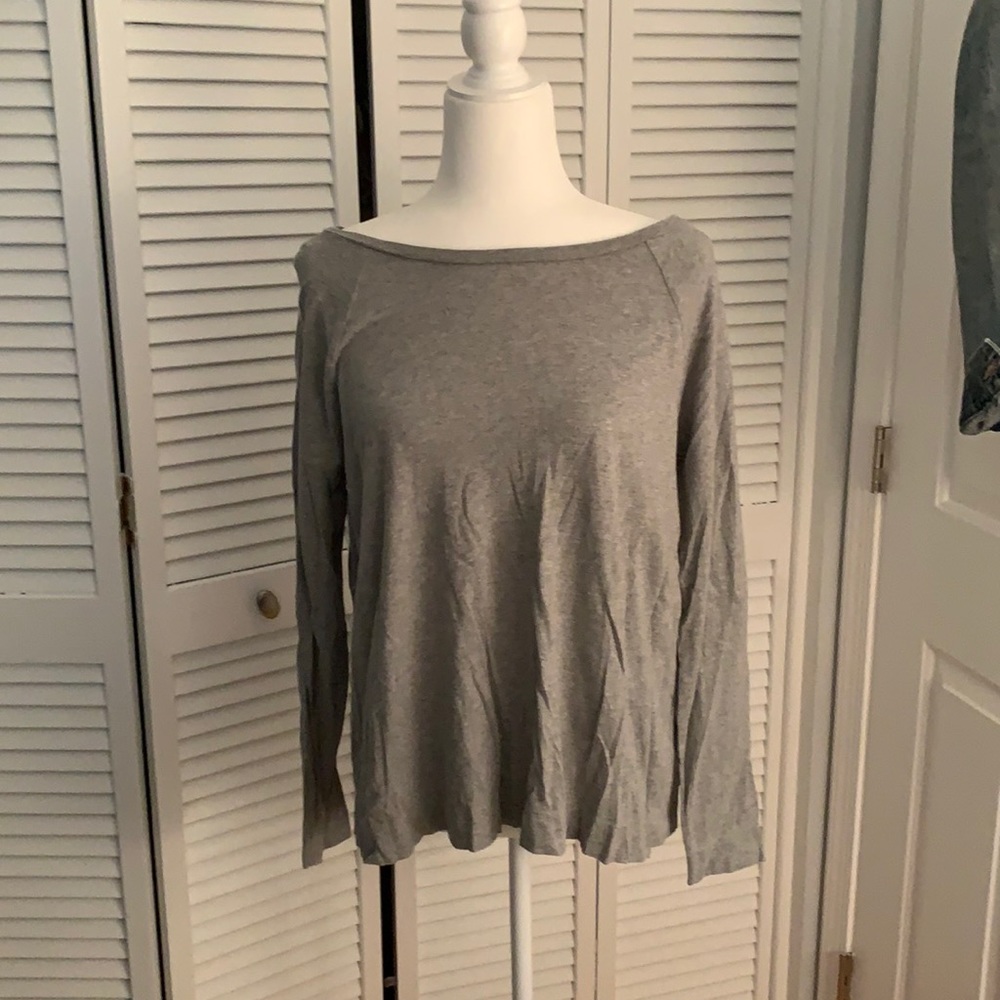 Long sleeve mixed media grey top